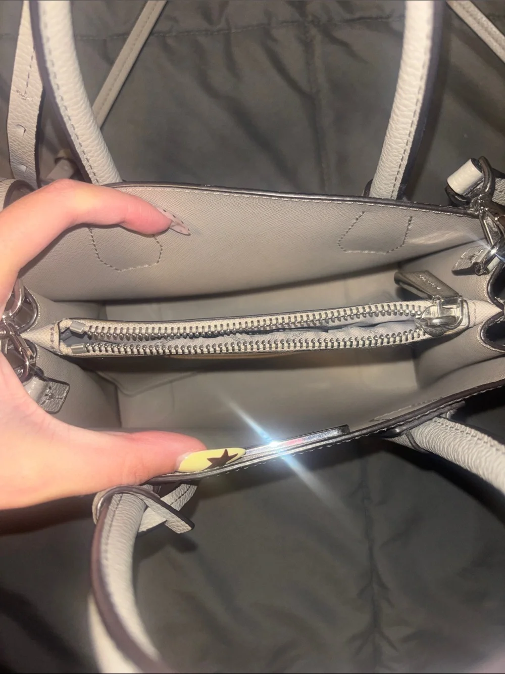 Michael Kors Gray Pebbled Leather Crossbody Satchel